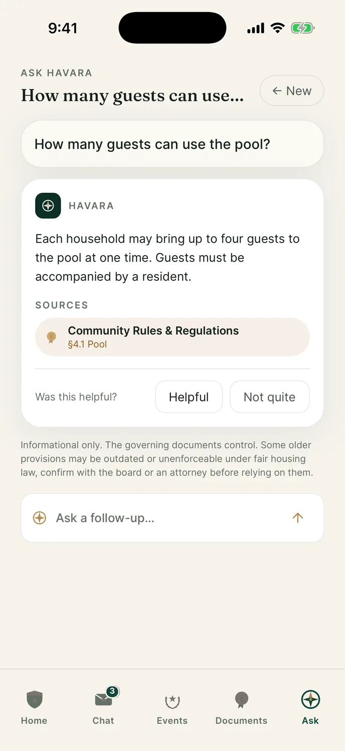 Havara ask answer screen