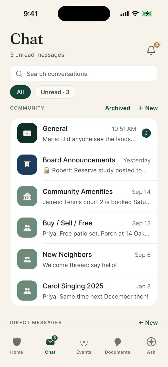The Havara groups screen on iPhone